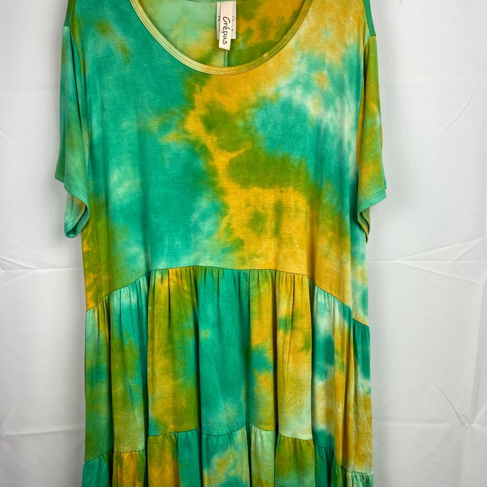 Crepas Mint Mustard Tie Dye Blouse